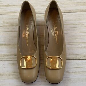 Salvatore Ferragamo Classic Taupe Pumps